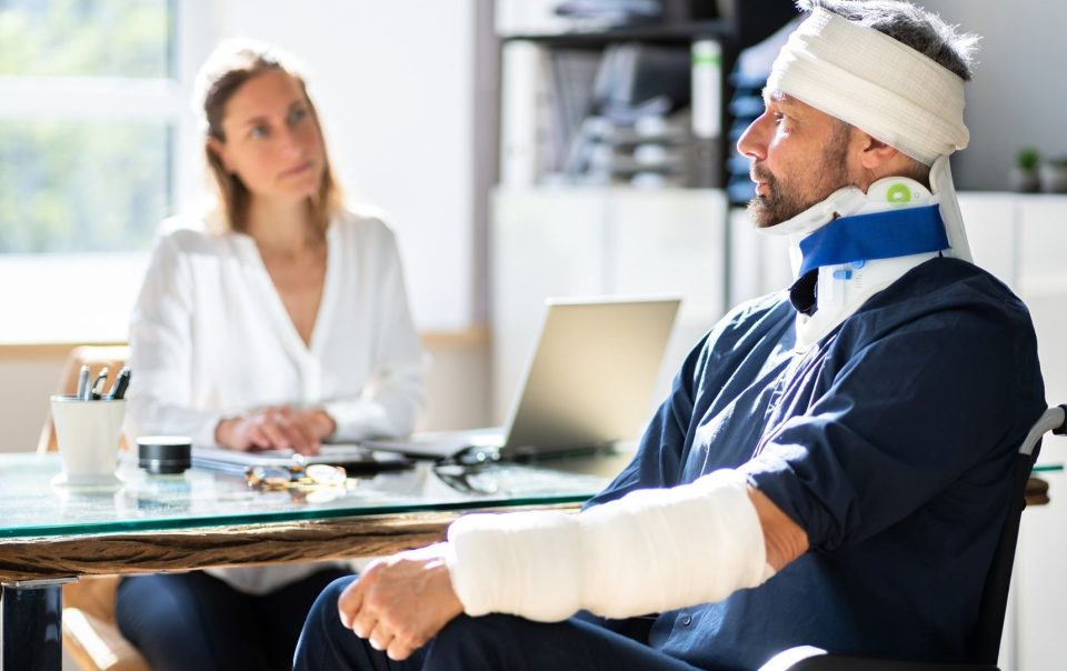 hurt person talking to lawyer