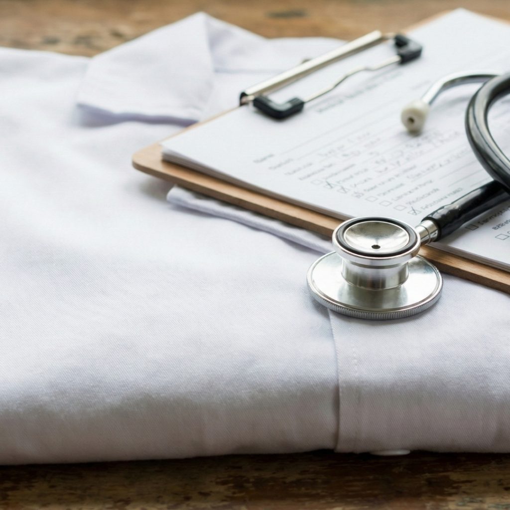 Doctor stethoscope and medical clipboard